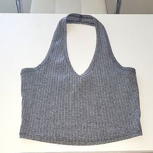 Bozzolo Grey Ribbed Halter Top